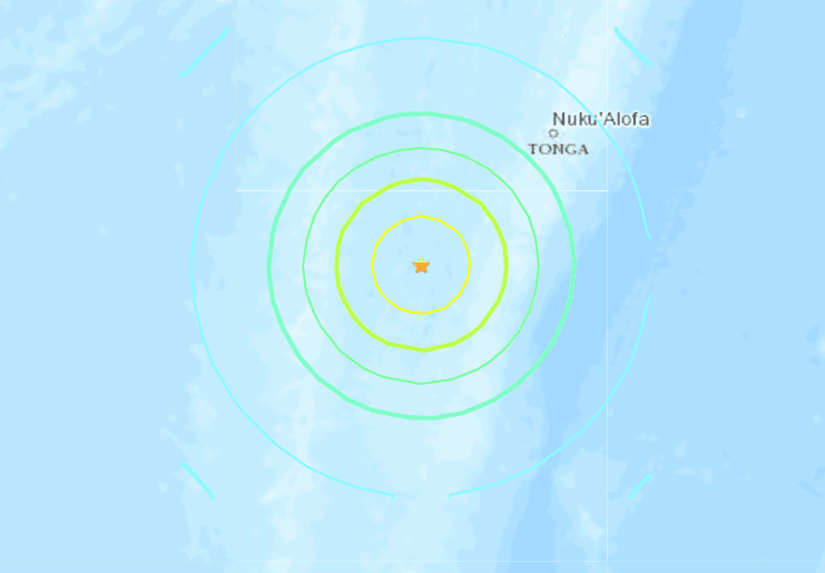 Earthquake of Magnitude 7.2 Strikes Near Tonga