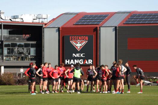 The Bombers logo is seen during an Essendon Bombers AFL training session at The Hangar in Melbourne, Australia on June 21, 2023. (Robert Cianflone/Getty Images)