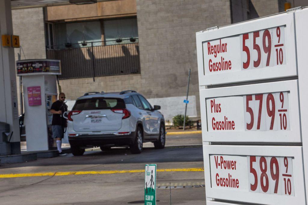 Gas prices are displayed at a petrol station in Santa Monica, Calif., on Sept. 13, 2022. (Apu Gomes/AFP via Getty Images)