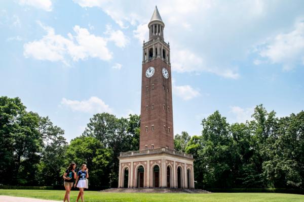 People walk on the campus of the University of North Carolina Chapel Hill in Chapel Hill, North Carolina, on June 29, 2023. The U.S. Supreme Court ruled that race-based admission policies used by Harvard and the University of North Carolina violate the Constitution. (Eros Hoagland/Getty Images)