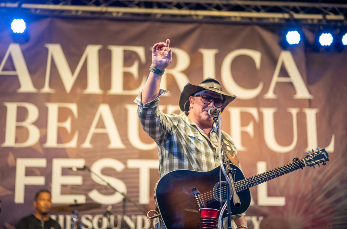 Keith Anderson performs at the America the Beautiful Festival in Deerpark, N.Y., on July 2, 2023. (Mark Zou/The Epoch Times)