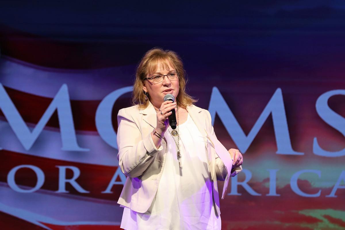 Moms for America President Kimberly Fletcher speaks in Anaheim, Calif., on June 28, 2021. (Courtesy of Moms for America)