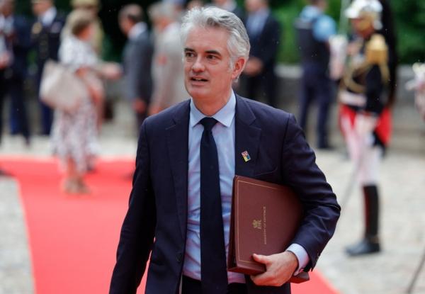 Minister for Defence Procurement James Cartlidge arrives to attend the European Air Defence Conference at Les Invalides in Paris on June 19, 2023. (Geoffrey Van Der Hasselt/AFP via Getty Images)