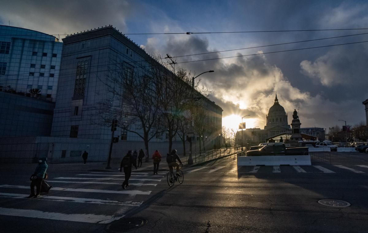 San Francisco city hall in San Francisco, Calif., on Feb. 23, 2023. (John Fredricks/The Epoch Times)