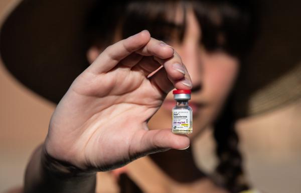 Testosterone medication for gender transitioning used for injecting into fatty tissue in Northern California on Aug. 26, 2022. (John Fredricks/The Epoch Times)