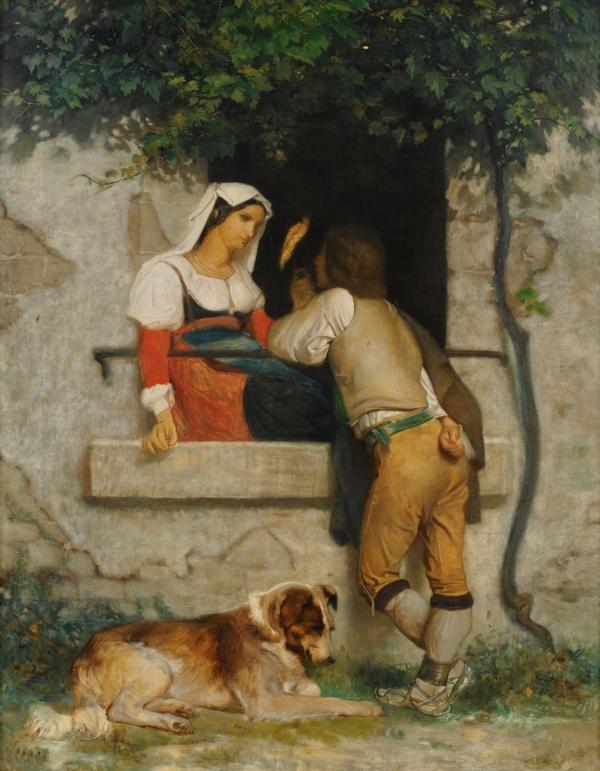 John Donne's “A Valediction: Forbidding Mourning” says that lovers are one and cannot forever be apart. "Italian Lovers," by William-Adolphe Bouguereau. (Public Domain)