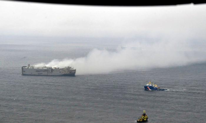 A Car-Carrying Cargo Ship Burning Near a Dutch Bird Habitat Stokes Environmental Worries