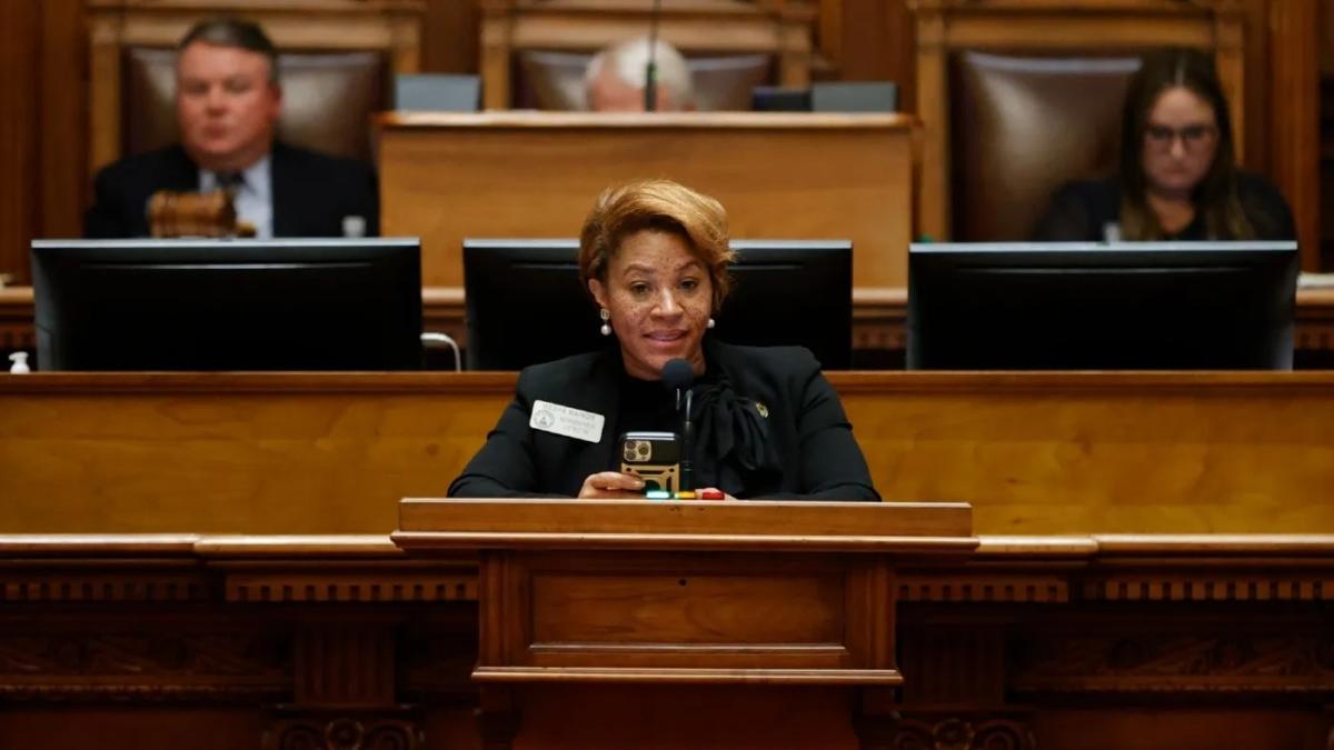 Georgia state Rep. Mesha Mainor speaks in the House Chamber at the Georgia Capitol, in Atlanta, on March 6, 2023. Mainor announced on July 11, 2023 that she was switching from the Democratic Party to the Republican Party, saying Democrats had driven her out for refusing to follow party orthodoxy. (Alex Slitz/AP Photo)
