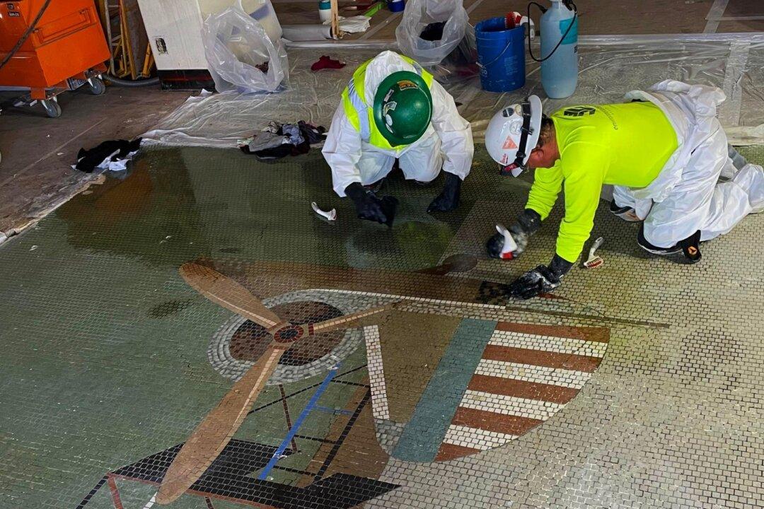 Long-Unseen Portions of 1941 Mosaic Uncovered by Long Beach Airport Workers