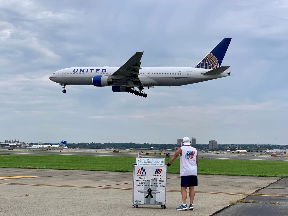Retired Flight Attendant Pushes Cart 300 Miles in Memory of 9/11 Crews