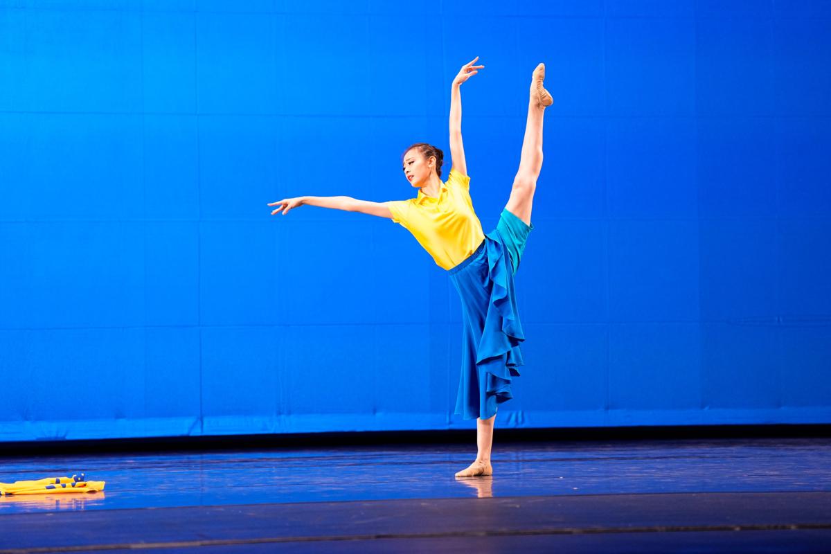 Carol Huang participates in the preliminary round of the NTD International Classical Chinese Dance Competition in Purchase, N.Y., on Sept. 8, 2023. (Larry Dye)