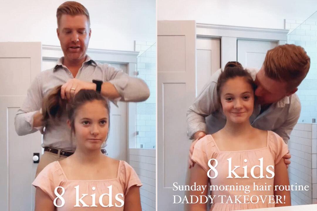 Wife Films Husband Styling 8 Kids’ Hair for Sunday Church, Says ‘More Present Fathers’ Can Make Our World Different