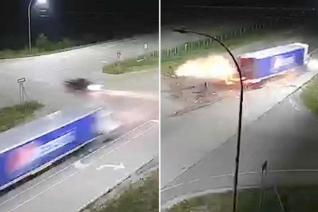 VIDEO: Drivers Walk Away Miraculously Unharmed After Fiery Collision Between Semi and a Car