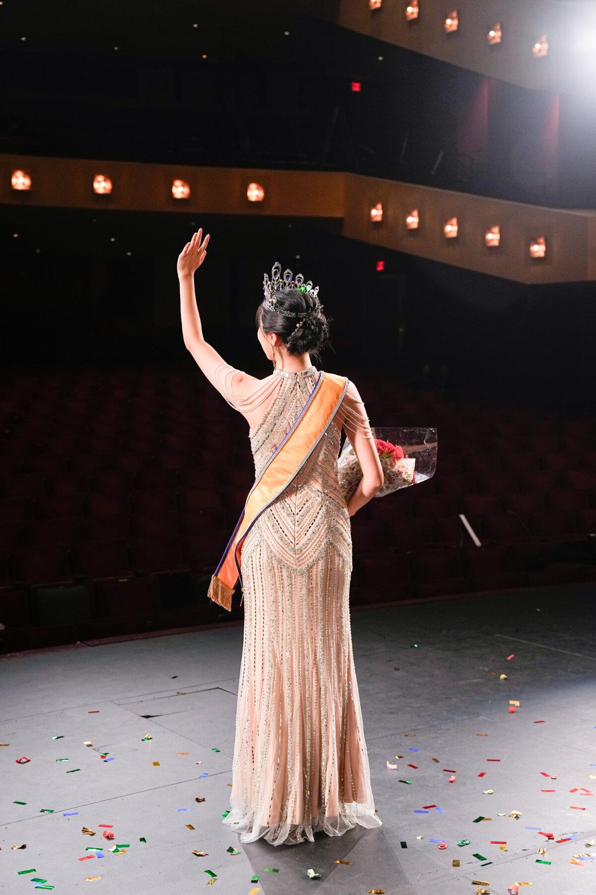 Cynthia Sun after she was crowned Miss NTD at NTD's inaugural Global Chinese Beauty Pageant in Purchase, N.Y., on Sept. 30, 2023. (Larry Dye/The Epoch Times)