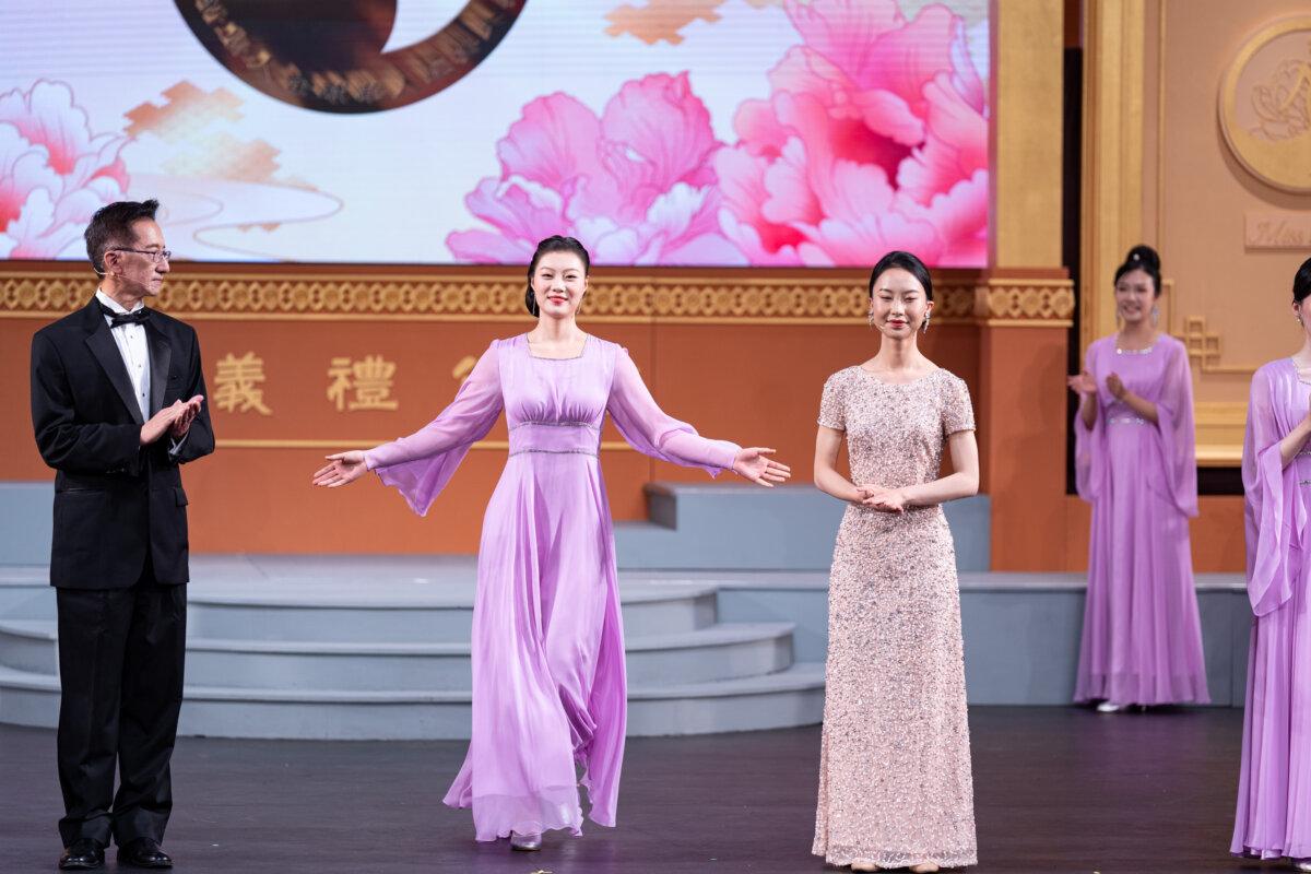 Belle Meng participating in the NTD Global Chinese Beauty Pageant in Purchase, N.Y., on Sept. 30, 2023. (Larry Dye/The Epoch Times)