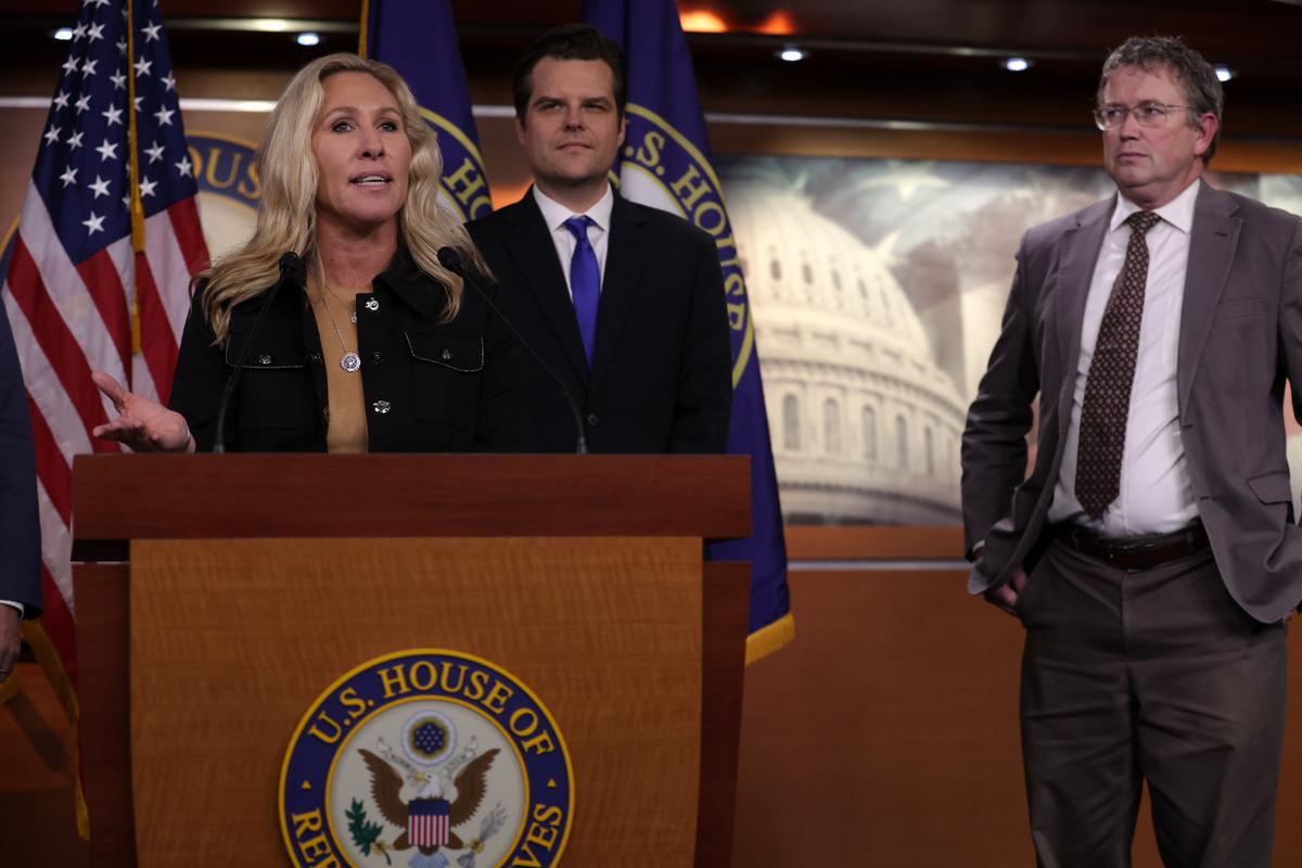 Marjorie Taylor Greene Says Democrats ‘Giddy’ Over Gaetz, McCarthy Speakership Fight