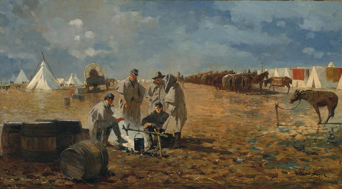 “The American Heritage Picture History of the Civil War” introduction (page 6) featured “Rainy Day in Camp” by Winslow Homer, who first achieved fame as a Civil War painter. “Rainy Day in Camp,” 1871, by Winslow Homer. Oil on canvas. The Metropolitan Museum of Art, New York. (Public Domain)