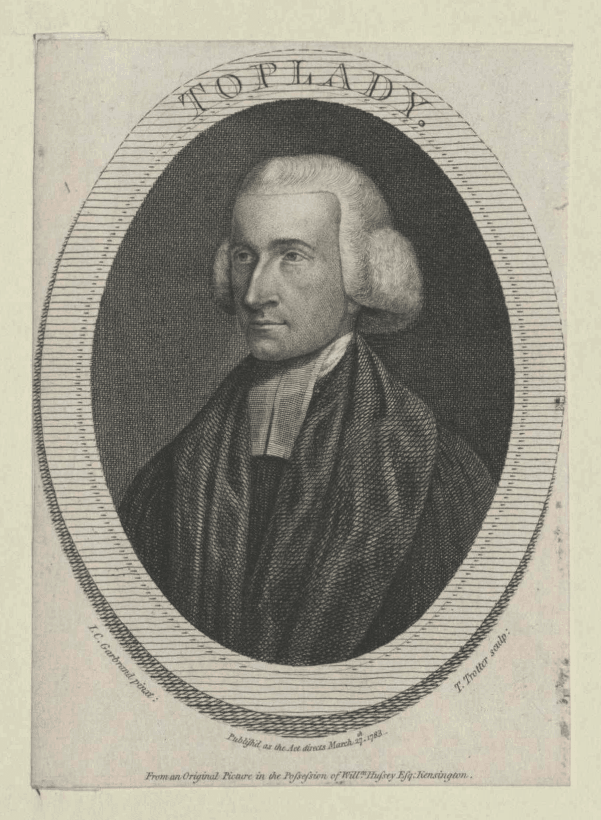 Portrait of Augustus Toplady, 1783, by unknown artist. (Public Domain)