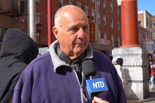 Daniel Maher in Philadelphia Chinatown, on Oct. 15, 2023. (William Huang/The Epoch Times)
