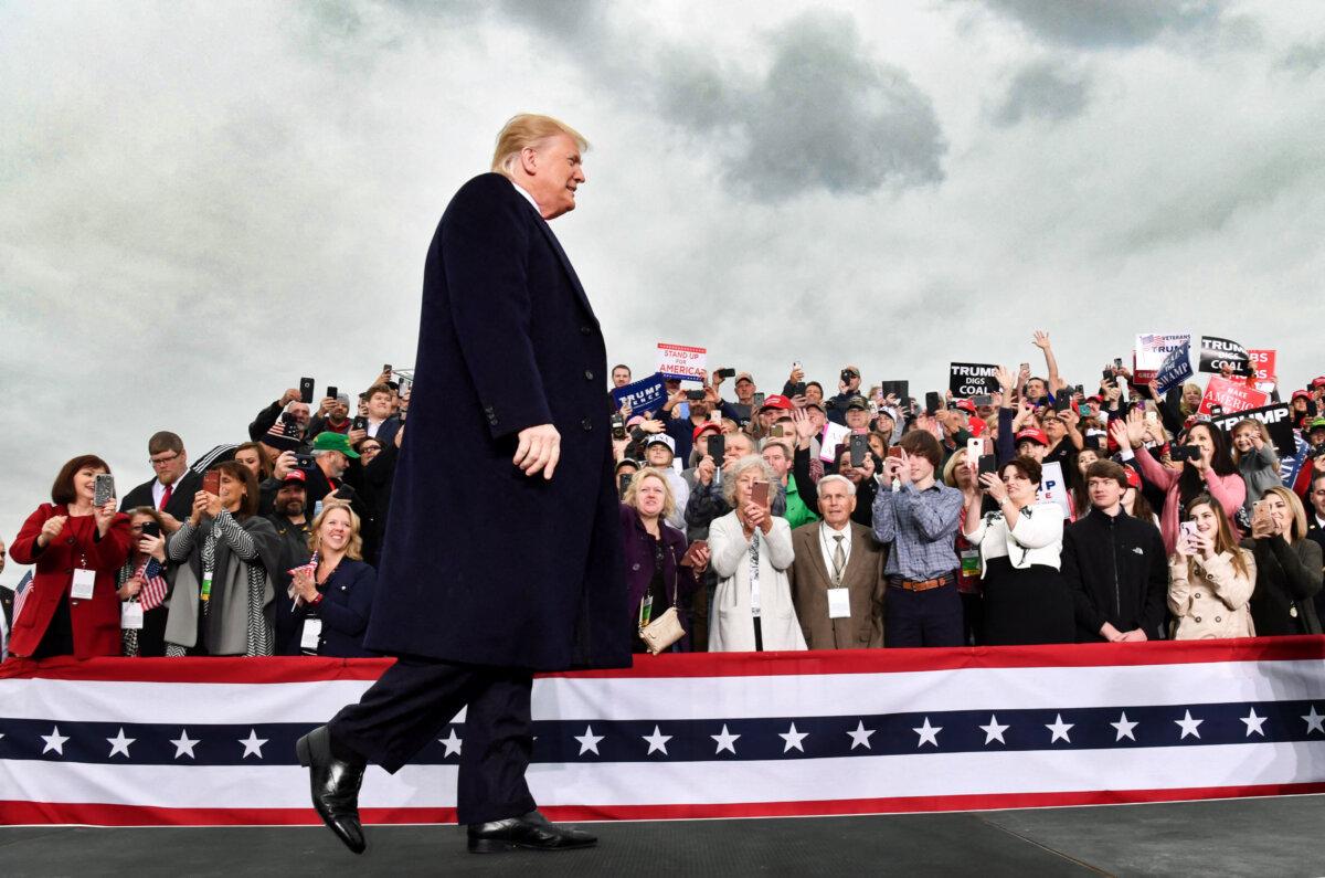 President Donald Trump arrives to speak at a campaign rally in Huntington, W.Va., on Nov. 2, 2018. (NICHOLAS KAMM/AFP via Getty Images)