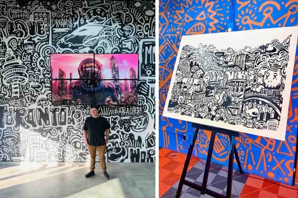 Jordan Childs stands before some of his graffiti work. (Courtesy of Jordan Childs)