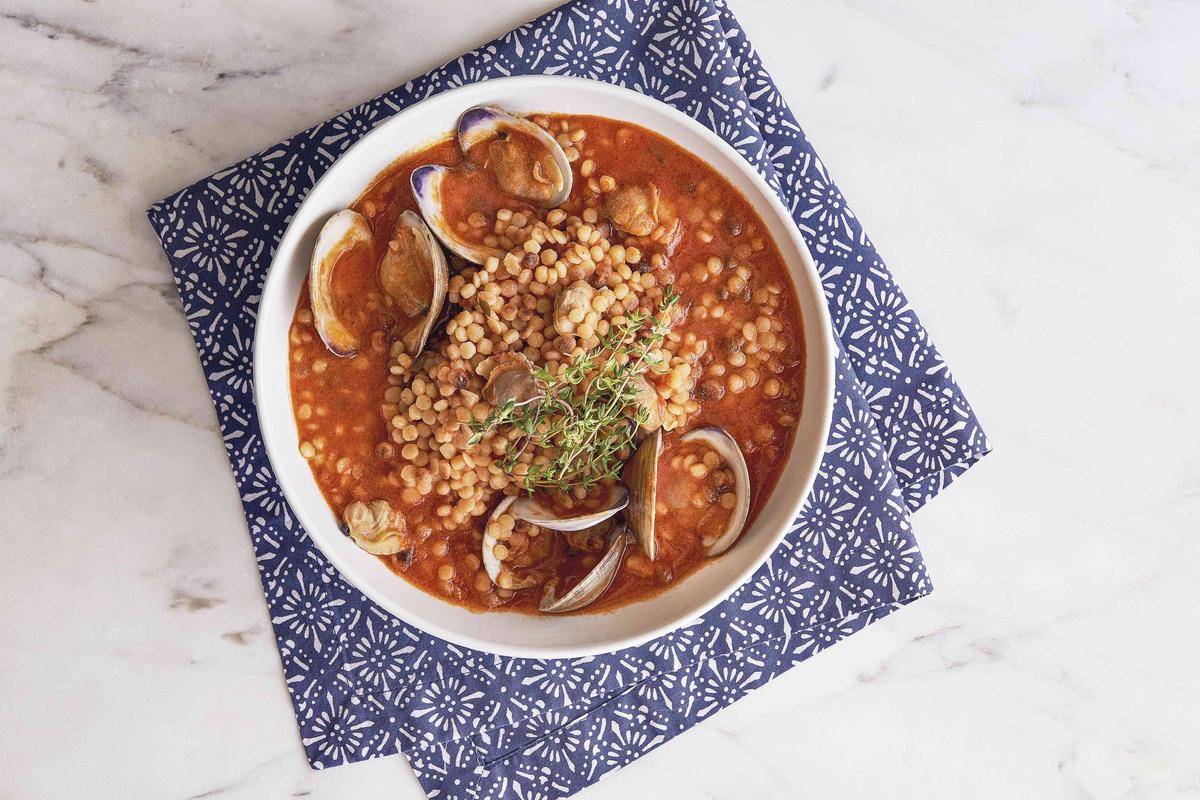 Tomato Soup With Fregola and Clams