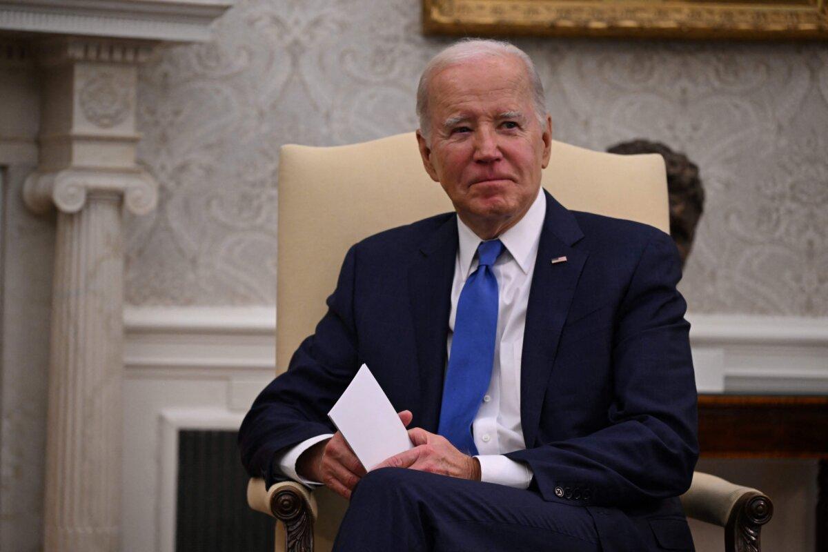President Joe Biden in the Oval Office of the White House in Washington on Nov. 2, 2023. (Andrew Caballero-Reynolds/AFP via Getty Images)