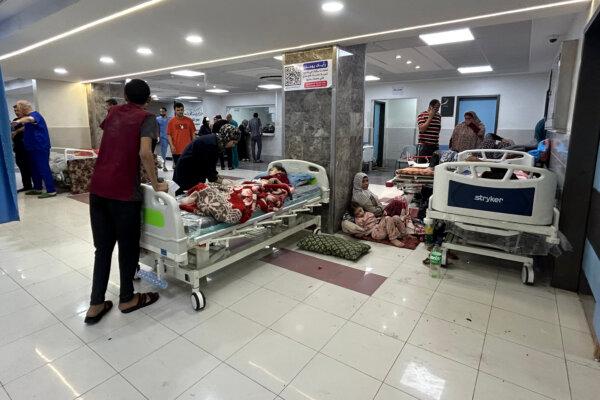 Medics and patients are pictured at Al-Shifa hospital in Gaza City on Nov. 10, 2023. (Khader Al Zanoun/AFP via Getty Images)