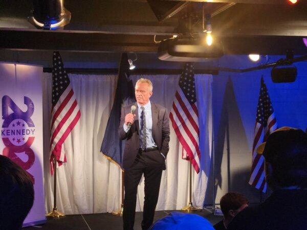 Robert F. Kennedy Jr. speaks to supporters at a voter's rally in Columbia, S.C. on Nov. 14, 2023. (Jeff Louderback/The Epoch Times)