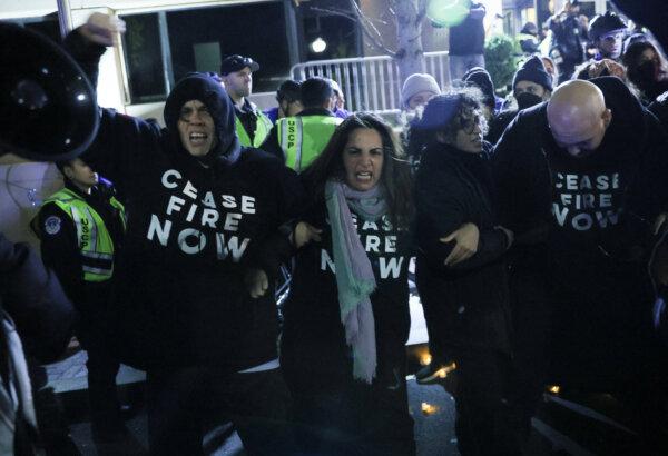 People take part in a march during a multi-denominational event hosted by the Democratic Socialists of America, IfNotNow Movement, and Jewish Voice for Peace calling for a ceasefire in the conflict between Israel and Palestinian terrorist group Hamas, in Washington on Nov. 15, 2023. (Leah Millis/Reuters)