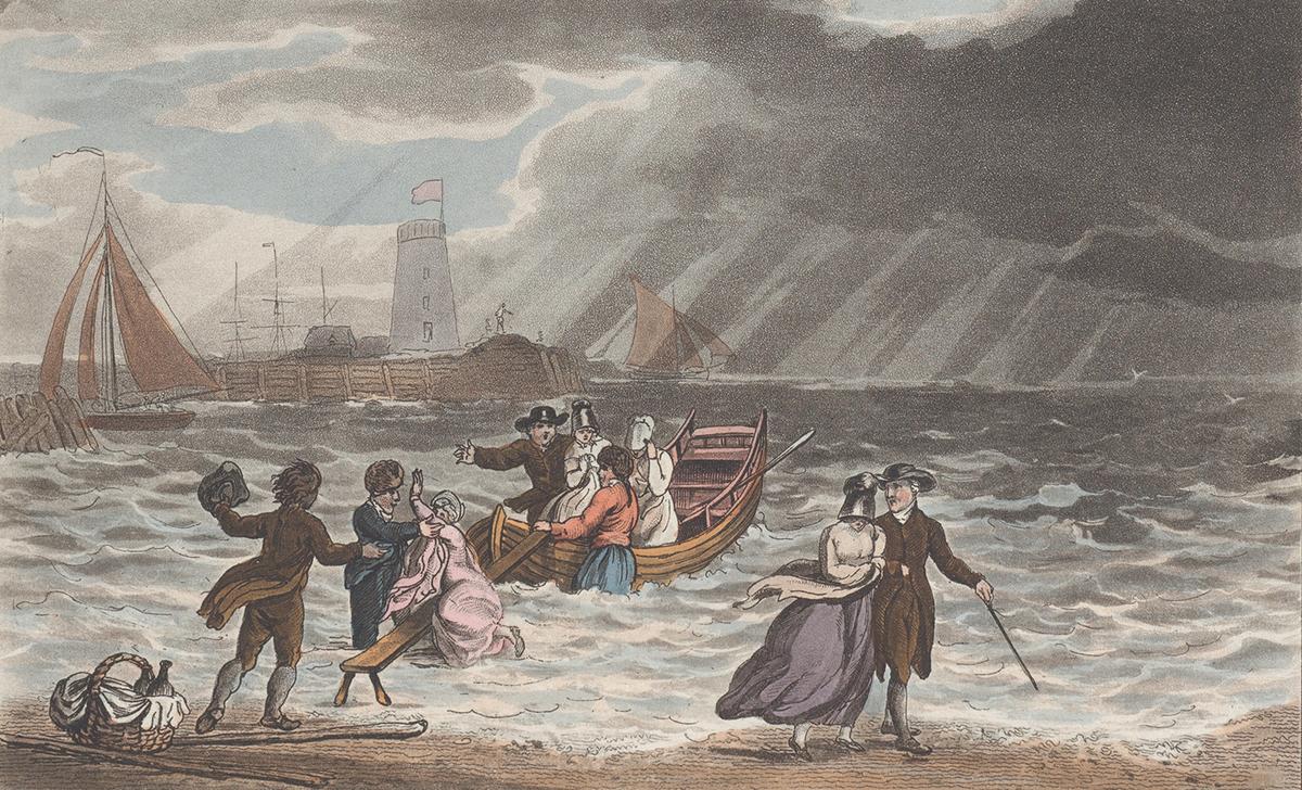 A colored etching of "Wet Quakers," 1813, by Thomas Rowlandson after James Green. The Metropolitan Museum of Art, New York City. (Public Domain)