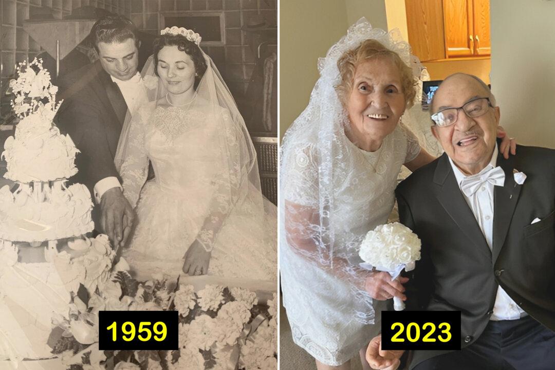 Nonagenarian Couple Dress Up as Bride and Groom to Celebrate Their 64th Wedding Anniversary