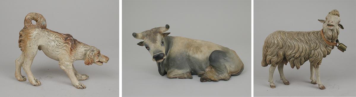 Dog, cow, and standing sheep figurines, second half 18th century, Naples. Gift of Loretta Hines Howard, The Metropolitan Museum of Art, New York City. (Public Domain)