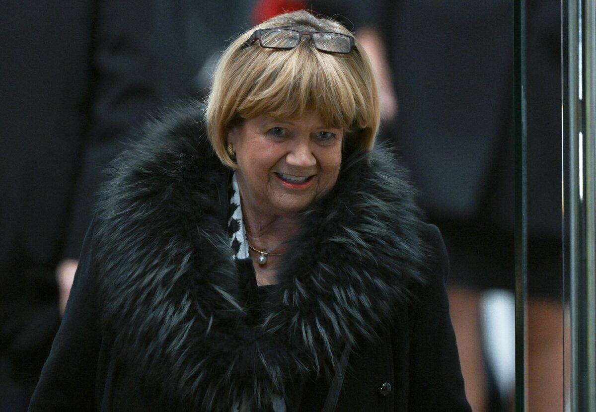 UK COVID-19 Inquiry chair, Baroness Hallett, leaves the inquiry in London on Dec. 7, 2023. (Justin Tallis/AFP via Getty Images)
