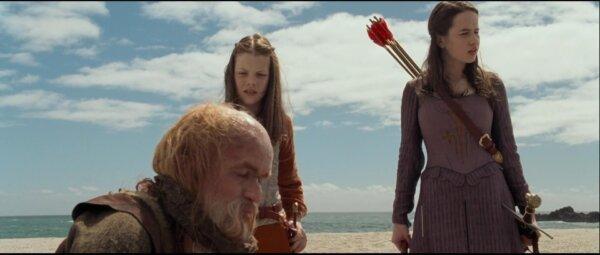A scene with a dwarf and two of the children, in "The Chronicles of Narnia: Prince Caspian." (Walden Media)