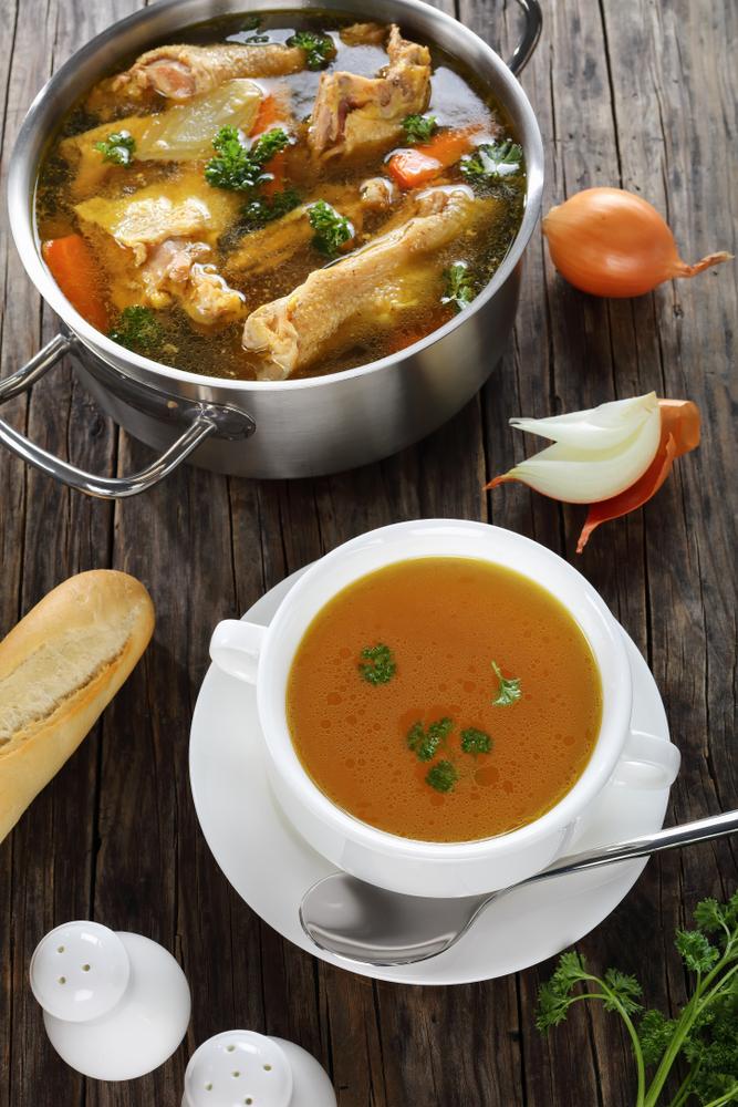 Sipping gelatin-rich broth between meals helps sate hunger while hydrating your body and providing much-needed amino acids. (from my point of view/Shutterstock)