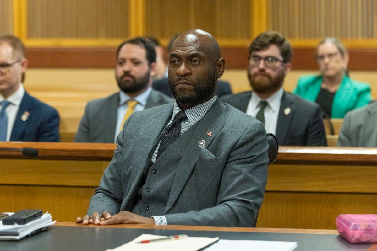 Fulton County special prosecutor Nathan Wade watches as defendant Kenneth Chesebro accepts a plea deal during a hearing in front of Superior Judge Scott McAfee at the Fulton County Courthouse in Atlanta, Ga., on Oct. 20, 2023. (Alyssa Pointer/Getty Images)