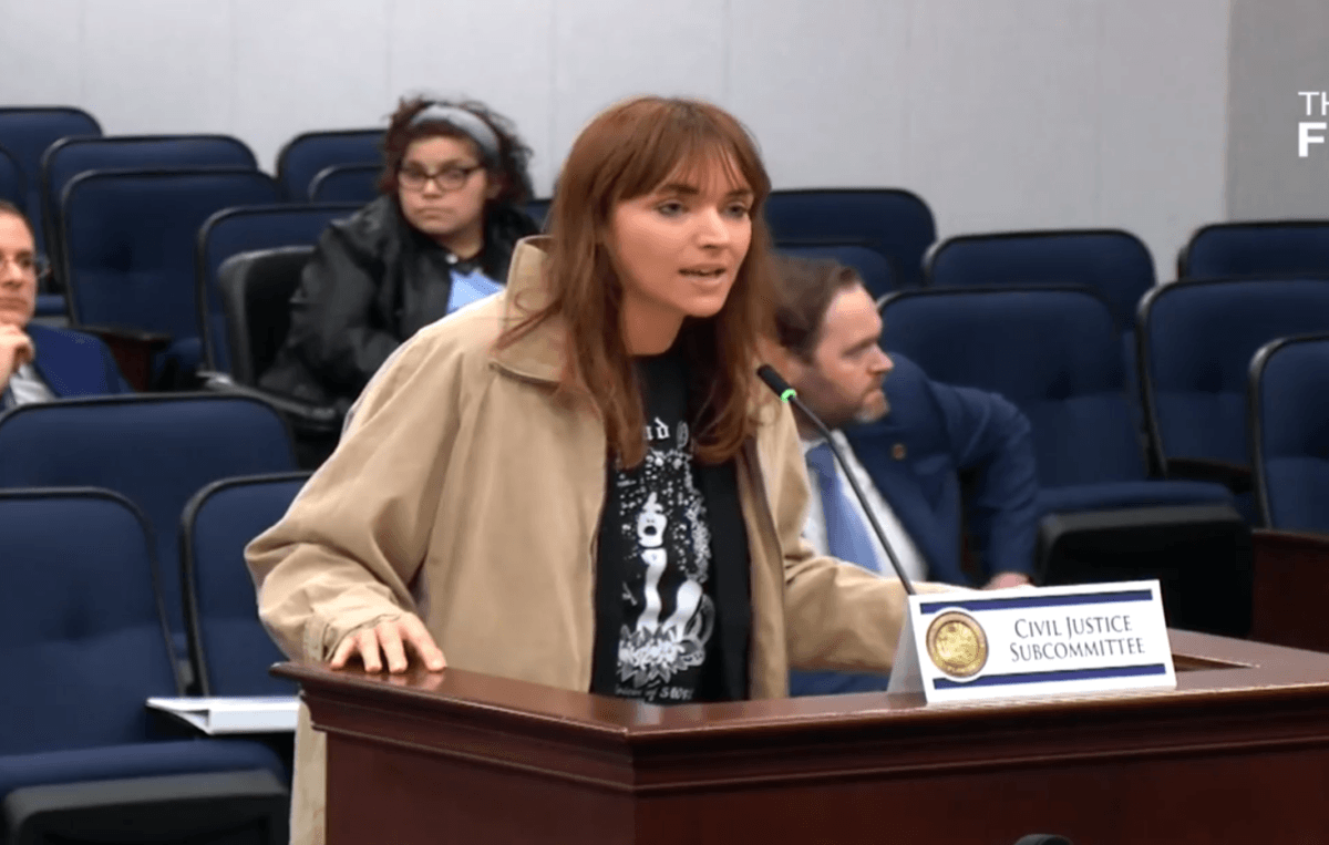 Tsi Day Smyth of Women’s Voices of Southwest Florida voiced opposition to HB 651 during a Florida House Civil Justice Subcommittee meeting on Jan. 18, 2024. (Florida House of Representatives/Screenshot via The Florida Channel)