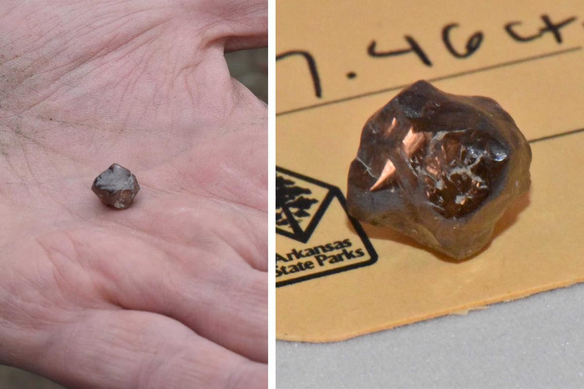 The diamond was verified as a 7.46-carat brown diamond. (Courtesy of Crater of Diamonds State Park)