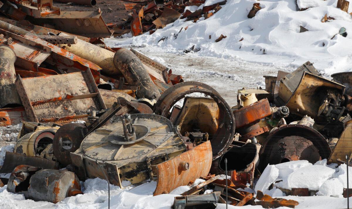 Scrap steel piles up after the dismantling of PacifiCorp's coal-fired Carbon Power Plant in Helper, Utah, on Feb. 1, 2017. The 62-year-old plant was closed because of the high cost of complying with the Environmental Protection Agency's mercury-emissions rules. (George Frey/Stringer/Getty Images)