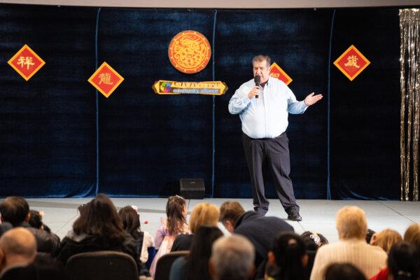 Middletown Mayor Joseph DeStefano speaks at the Chinese New Year celebration at the Mulberry House Senior Center in Middletown, N.Y., on Feb. 25, 2024. (Larry Dye/The Epoch Times)