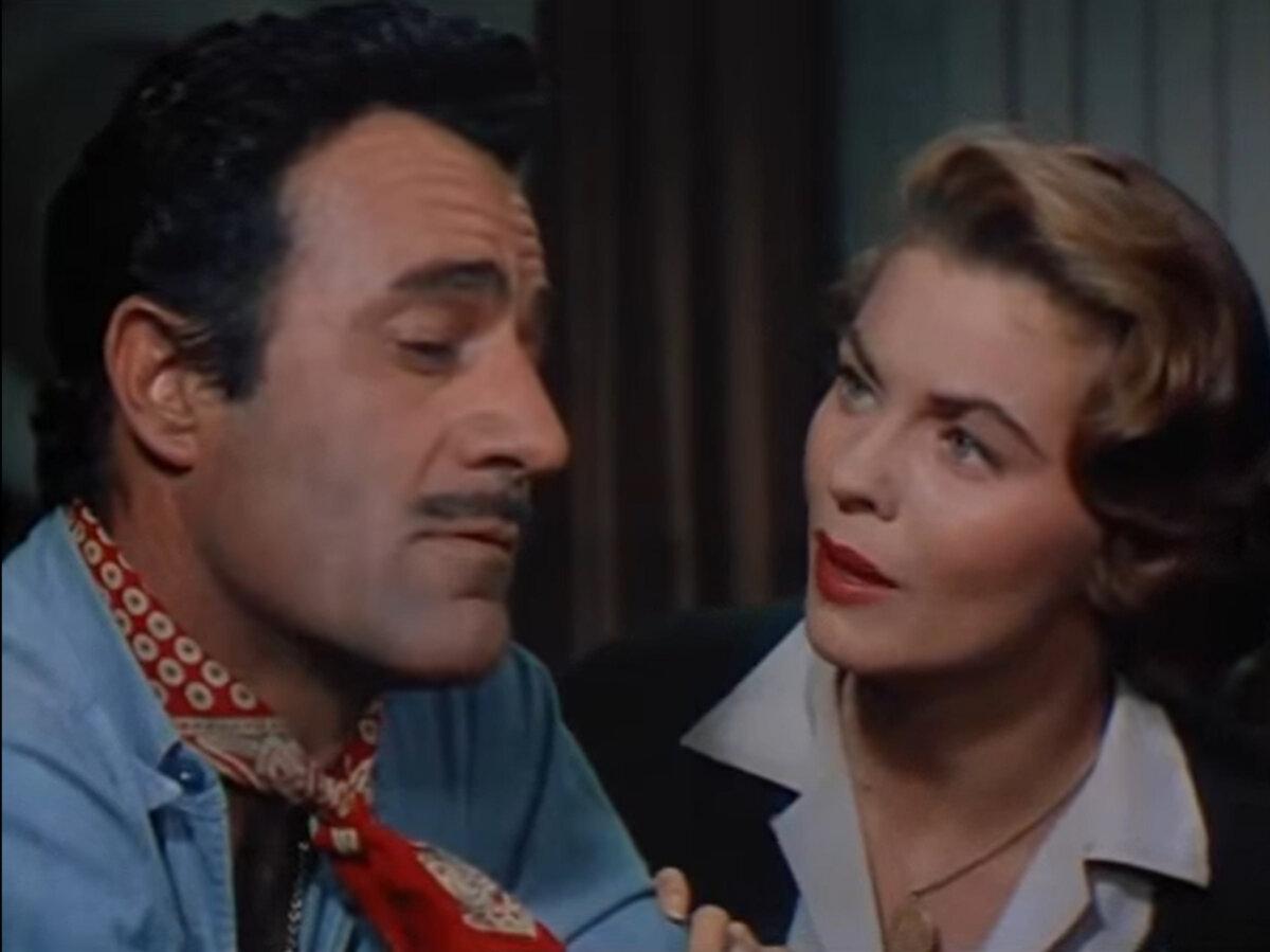 Teche Bossier (Gilbert Roland) and Stella Rigaud (Joanne Dru), in “Thunder Bay.” (Universal Pictures)