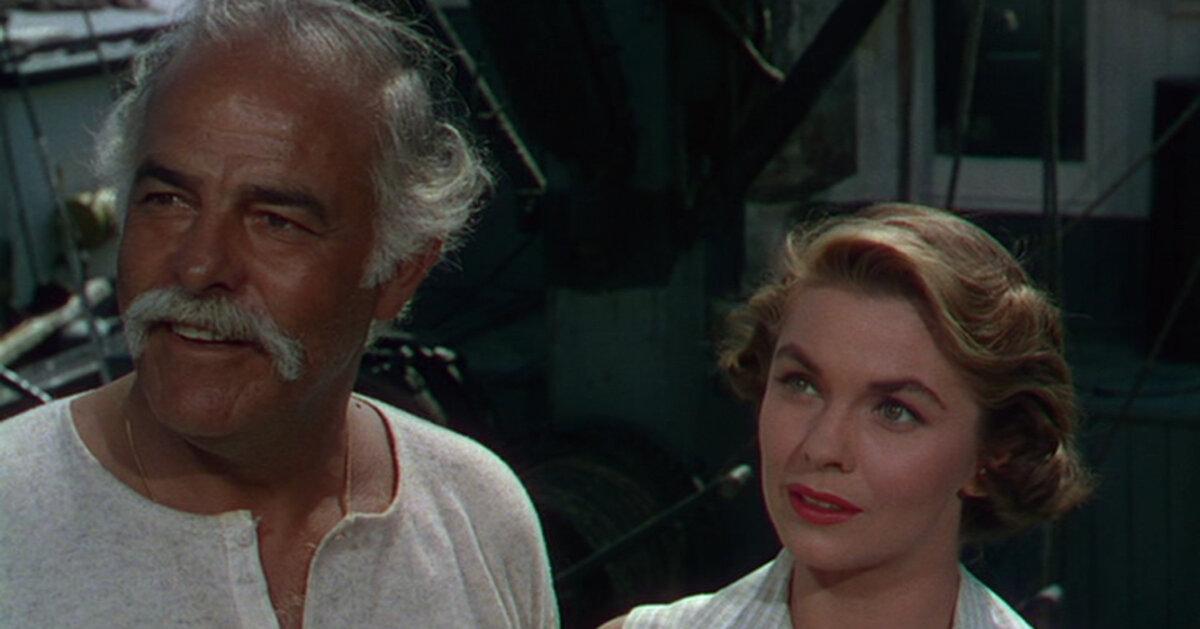 Dominique Rigaud (Antonio Moreno) and Stella Rigaud (Joanne Dru), in "Thunder Bay." (Universal Pictures)