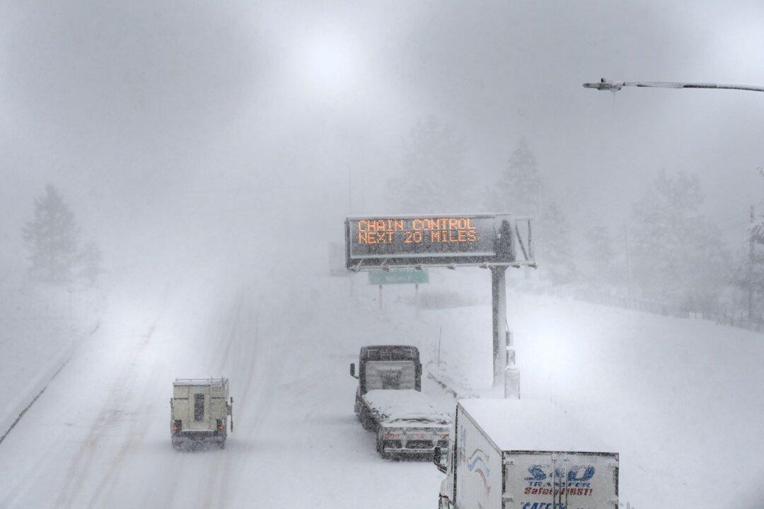 Powerful Storm in California and Nevada Shuts Interstate and Dumps Snow on Mountains
