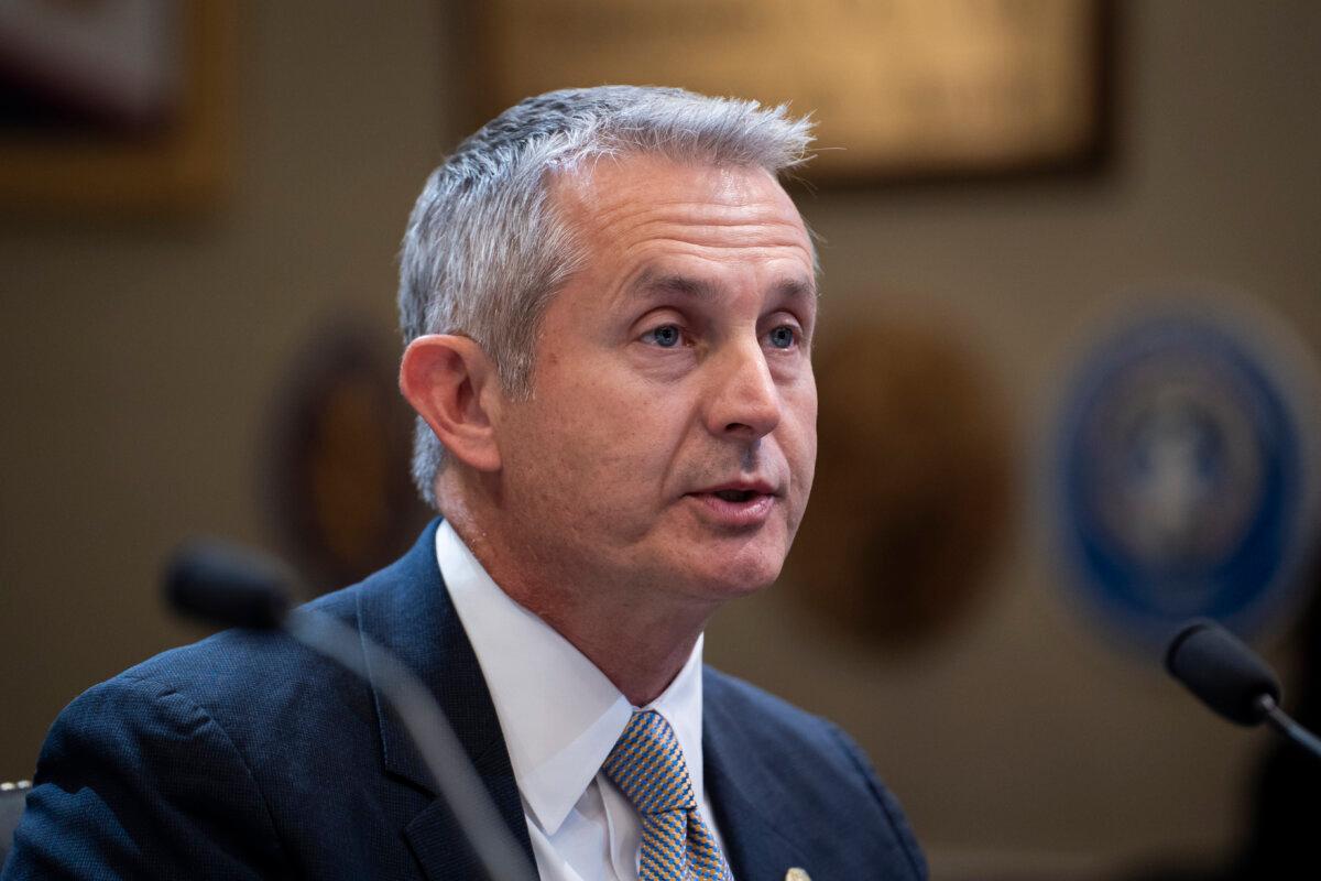 Rep. Tom Oliverson (R-Texas), chair of the Insurance Committee, testifies during a hearing about the Chinese Communist Party's (CCP's) forced organ harvesting before the Congressional-Executive Commission on China in Washington on March 20, 2024. (Madalina Vasiliu/The Epoch Times)