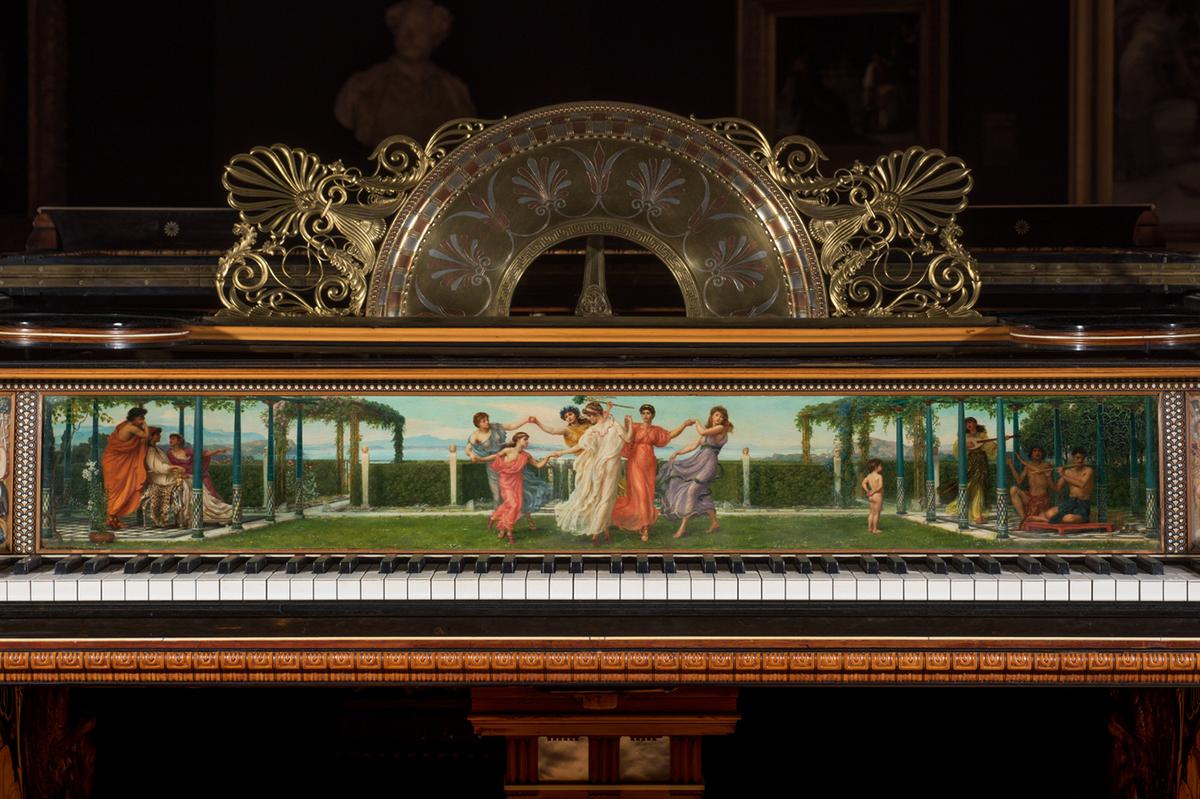 Lawrence Alma-Tadema designed the Steinway Model D Pianoforte as the centerpiece of a “Greco-Roman” music room in the Manhattan mansion of Henry Marquand. The Clark Art Institute, Mass. (Image courtesy Clark Art Institute)