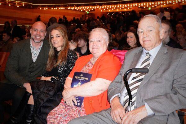 Benjamin Bohman, his wife, and Mr. and Mrs. Eldon Bohman attend Shen Yun Performing Arts at the George S. and Dolores Dore Eccles Theater in Salt Lake City, Utah, on March 23, 2024. (Nancy Ma/The Epoch Times)