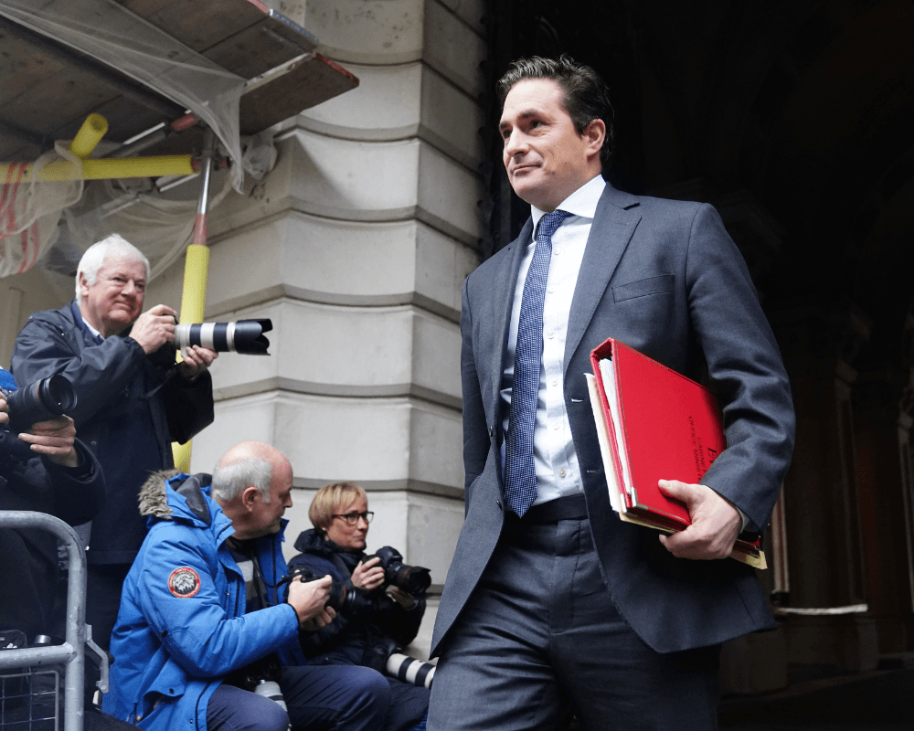 Former Minister for Veterans' Affairs Johnny Mercer arrives in Downing Street, London, on Nov. 14, 2023. (James Manning/PA Wire)