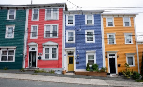 Colourful houses are seen in St. John’s, N.L., on June 25, 2023. (The Canadian Press/Adrian Wyld)