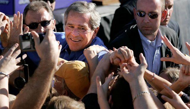 Mr. Valentine (far right) on a security detail for President George W. Bush. (Courtesy of Kenneth Valentine)